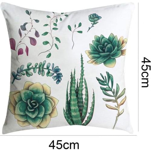 Pillowcase Leaves Plants Print Home Decor Polyester Armchair Couch Cushion Cover for Living Room