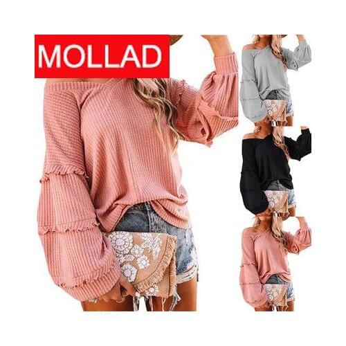 Fall 2021new European and American Womens Clothing Waffle V-neck Loose Top Cuff Stitching sweater