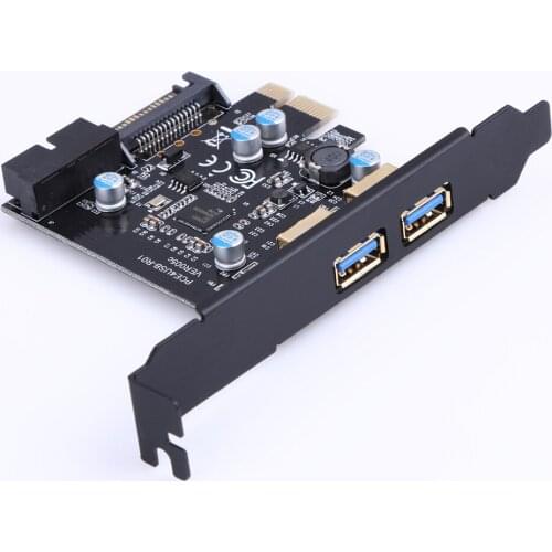 USB 3.0 to PCI-E 2 Port PCI Express Expansion Card 19-Pin Power Connector Super Speed Video Riser Cards for Desktops PC New