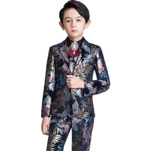 Blazer+Vest+Shirt+Pants+Tie Kids Child Boys Suits Formal Costume Gentleman Blazers Suit Wedding Suit Boy Children Party Clothing
