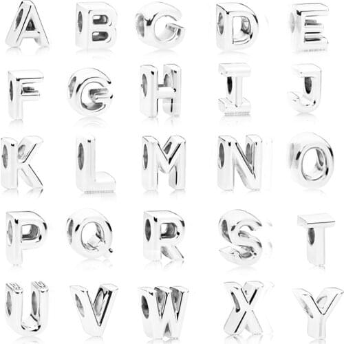 BRACE CODE 2Pcs/lot New English Alphabet Letter A-Z Crystal Charm Bead Fit Original Brand Bracelet Necklace Authentic Jewelry