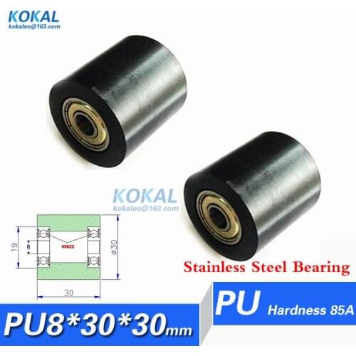 [PU0830-30S]stainless steel bearing pipelining TPU PU beall bearing 698ZZ pulley wheel 8*30*30mm black rubber wheel