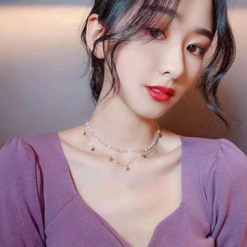 Five-Pointed Star Crystal Necklace 2021 New Thin Trend Temperament Wujiao Star Tassel Clavicle Chain Party Gift