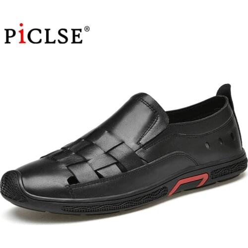 Luxury Brand Genuine Leather Men‘s Sandals Moccasins Men Business Dress Sandals Italian style Casual Leather shoes Men Sandalias