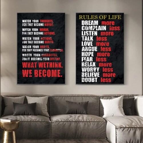 Modern English Inspirational Quotes Canvas Painting Rules of Life Posters and Prints Wall Art Picture for Living Room Home Decor