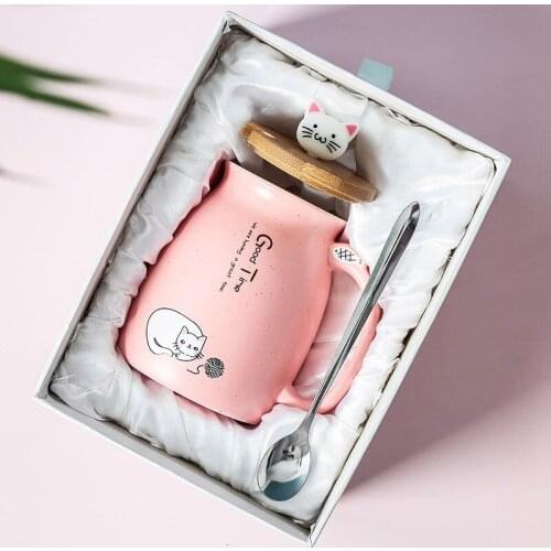 Creative Color Cat Heat-Resistant Mug Cartoon with Lid Cup Kitten Coffee Milk Ceramic Mugs Children Cup Office Drinkware Gift