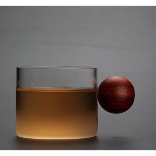 Heat Resistant Glass Master Cup with Wood Handle Office Teacup Handmade Tea Set Transparent Kung Fu Water Mug Home Drinkware