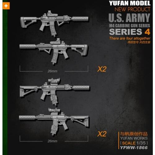 Yufan Model Original 1/35m4 Rifle-4 Model Resin Soldier Accessories Length 2-3CM Yfww-1866
