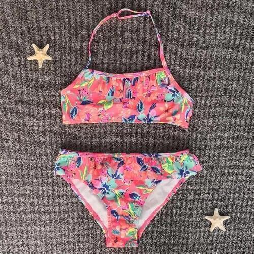 2019 Floral Girl Swimsuit Kids Teenager Girl Bikini Set 7-14 Years Two Piece Children Swimwear Falbala Child Girl Swimming Suit
