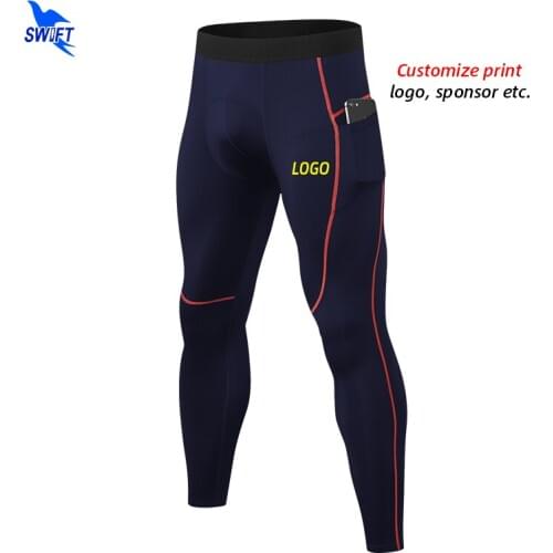 2020 Men Quick Dry Compression Running Pants with Pockets Sports Jogging Tights Elastic Leggings Gym Fitness Trousers Customize