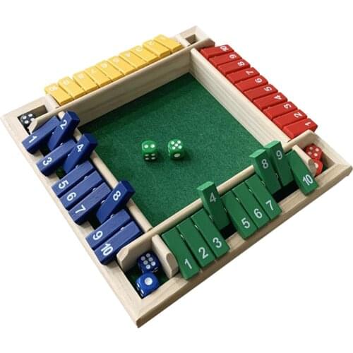 4-Sided 1-10 Numbers Shut The Box Dice Adults Toys 4-Players Gaming Fun Toy