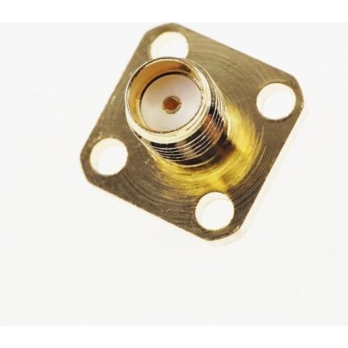 5 pcs SMA Connector Jack Female Socket 50 Ohm Panel Mount Solder Flange Threaded 12.7 mm Height Gold Plate 4 Holes Square 12.7mm