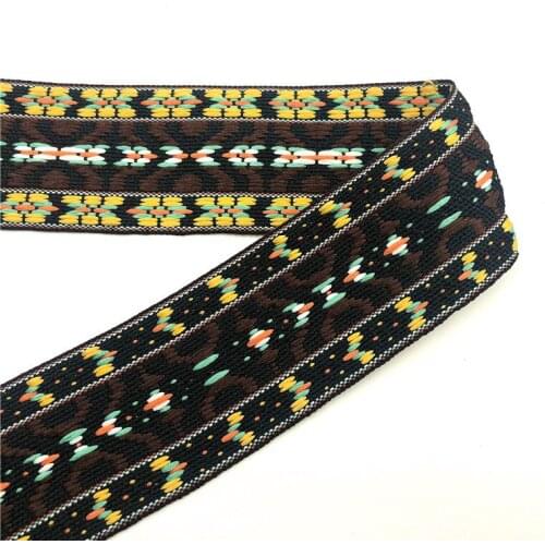 5Yards 44mm 1-1/2'' Geometric Woven Jacquard Ribbon DIY Crafts Gifts Wrapping Wedding Home Clothing Curtain Accessories