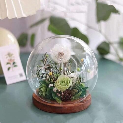 8sets/pack Diameter=10cm Small Size Round Glass Dome Vase Home Decoration Antique Base Transparent Cover Wedding Friend Gift