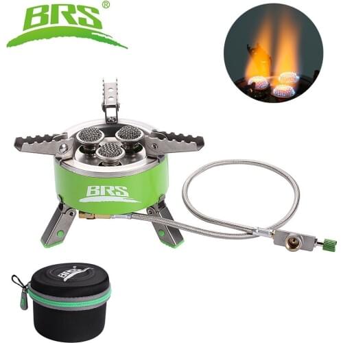 BRS-73 Outdoor 4200W Camping Gas Stove Folding Portable Cooking Gas Burners Travel Hiking 3 Fire Source Furnaces Picnic Cookware