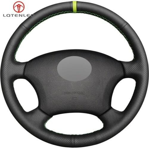 LQTENLEO Black Genuine Leather Steering Wheel Cover For Toyota Land Cruiser Prado 120 Sienna Hilux 4Runner Sequoia Highlander