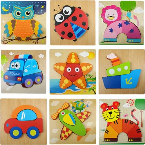 Kids Three-Dimensional 6 Colorful Wooden Puzzle Educational Toys Developmental Baby Child Early Training Game For Kids Toy