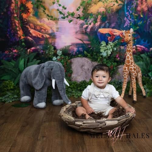 Jungle Safari Backdrop Woodland Baby Newborn Backgrounds for Photo Studio Children 1st First Birthday Photo Background
