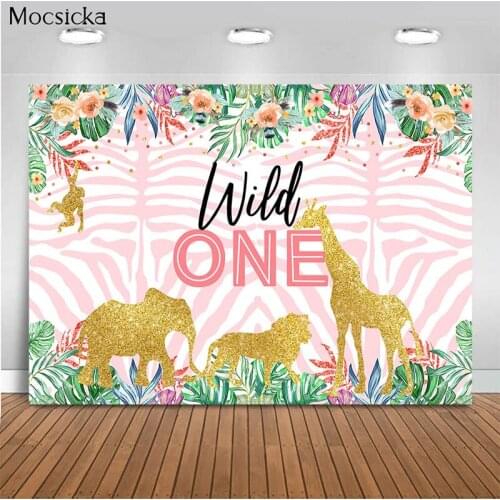 MOCSICKA Baby Shower Background Tropical Jungle Animals Decoration Style Newborn Baby Photo Background Photography Studio