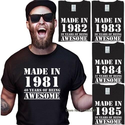 Grown-up Gift Made in 1981 1982 1983 1984 1985 Original T-Shirt Vintage 100% Cotton Retro TShirts Male Print Hip Hop Tops Tee