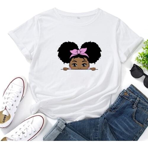 Little Girl Graphics Tshirt Women Top Fashion Pattern Print T Shirt for Women Loose Casual Tshirt Femme Versatile Simple Top Tee