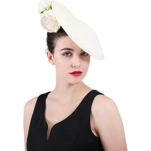 Imitation Sinamay Kenducky Derby Big Hats Flower Fascinators headBands Women Wedding Party Headpiece High Quality HairClips 2019