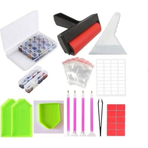 Wholesale Diamond Painting Tools Diamond Embroidery Accessories Sets Roller pen Clay Tray Cross stitch KIt sticker Storage Box