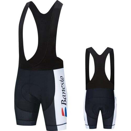 Banesto high quality classic bib shorts race bicycle bottom Ropa Ciclismo bike pants gel pad Italy Silicon grippers at leg