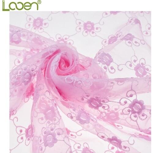 Looen New Flower Embroidery Net Lace Fabric For Dress Cloth1 Yard Transparent Lace For Women Wedding Party Garment Accessories