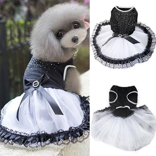 Fashion Glitter Bow Lace Dog Princess Dress Bubble Skirt Pet Clothes Puppy Beautiful Costume Dog Supplies