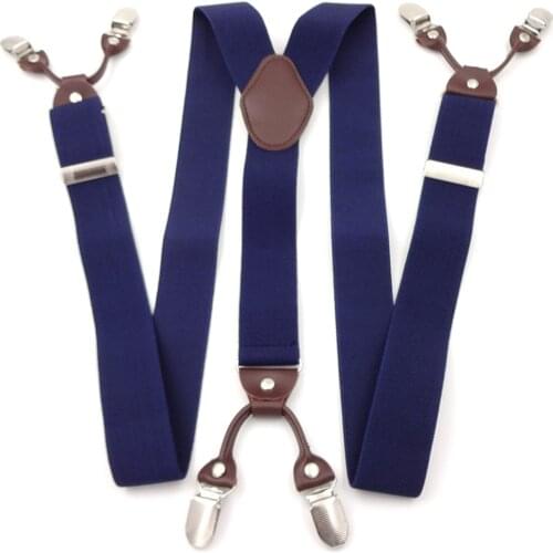 Men Commercial Elastic Portable Vintage Clip On Across Casual Accessories Leather Alloy Suspenders