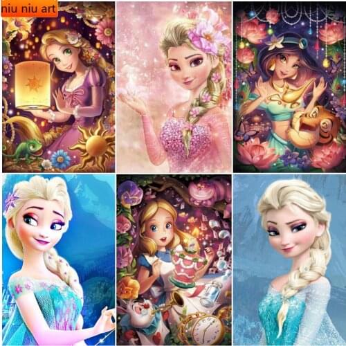 5D Full Square/Round Disney Diamond Painting Kits Diamond Embroidery Cross Stitch Cartoon Jasmine Princess Cinderella Home Decor
