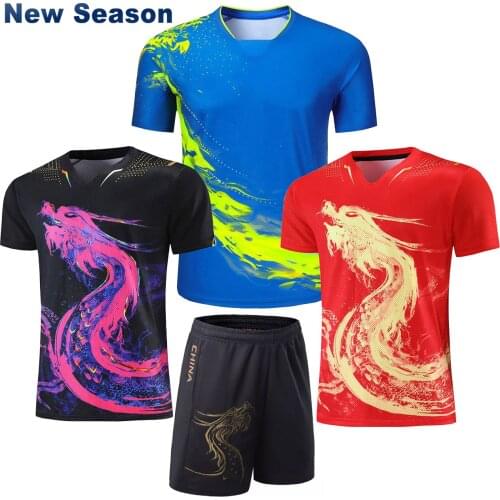 Latest China Dragon table tennis suit Jerseys Men Women Child China ping pong suits Table tennis clothes table tennis t Shirts