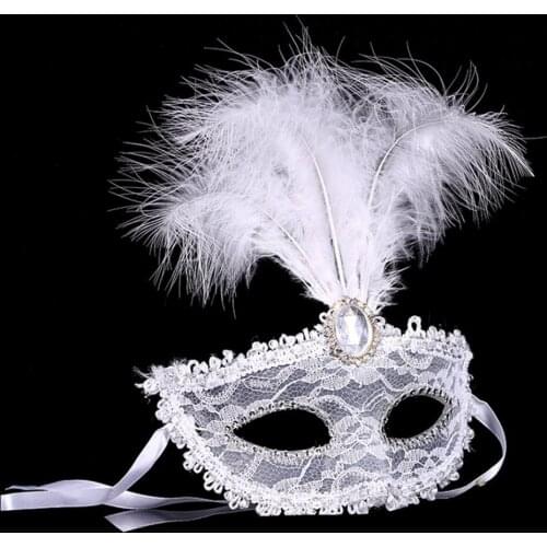 New Fashion 4 Colors Neo-Gothic Silk Needle Charms Lace Chain Hollow Out Crystal Rhinestone Feather Sexy Party Mask Jewelry