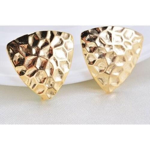 New unique favorite pearl store Earrings accessories concave and convex surface triangle gold silver needle with hanging hand