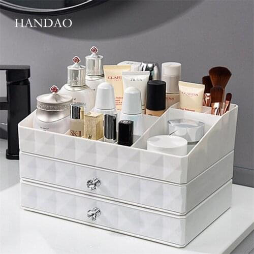New Desktop Makeup Organizer drawer plastic storage box bathroom dressing table cosmetic box jewelry small object storage holder