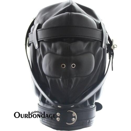 Ourbondage 5 Colors PU Leather Head Restraints Harness Hood Bondage Strap BDSM Costume for Men and Women Sex Toys Couples