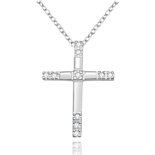 Silver color gorgeous Fashion charm cute lady popular exquisite inlaid stone crosses necklace noble luxury silver jewelry N539