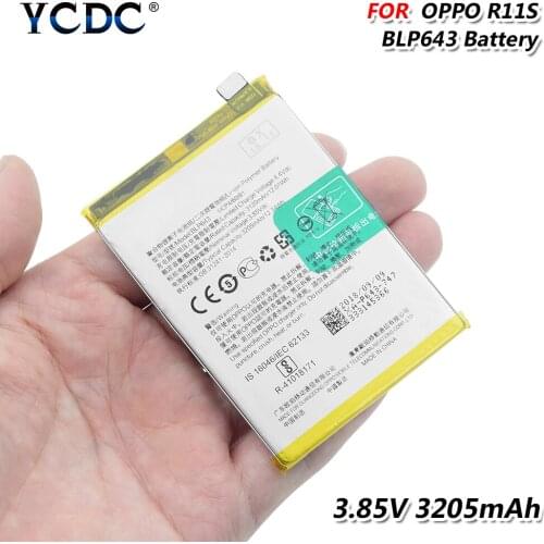 3.85V 3205mAh Lithium Battery Rechargeable BLP643 Phone Battery Replacement + Flex Cable For OPPO R11S BLP 643 Cellphone Battery