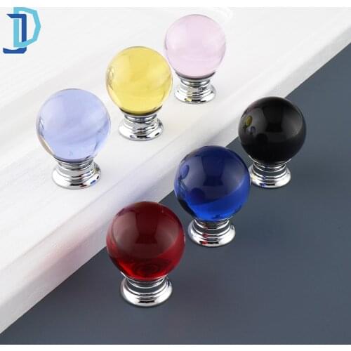 Modern Round Shape Crystal Shake Handles Hardware Drawer Wardrobe Cabinet Handle For Furniture Crystal Door Knobs