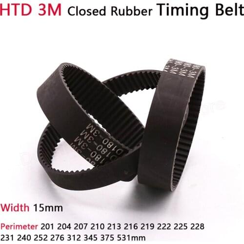 Width 15mm Rubber Timing Belt Pitch 3mm Perimeter 201 204 207 210 213 216 219 222 225 228 231 240 252 276 312 345 375 531mm