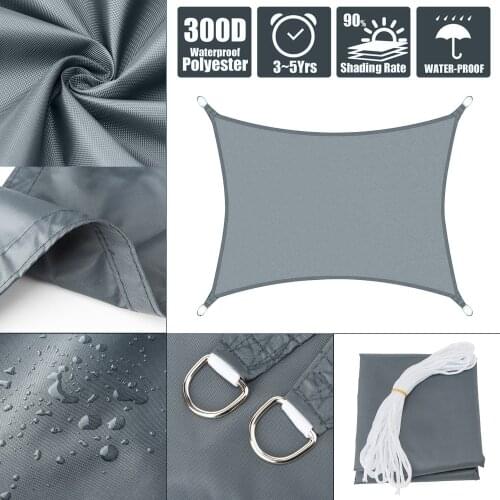 Sun Shelter Waterproof Rectangle Sun Shade Sail Net Cover Pool Awning Canopy Outdoor for Patio Garden