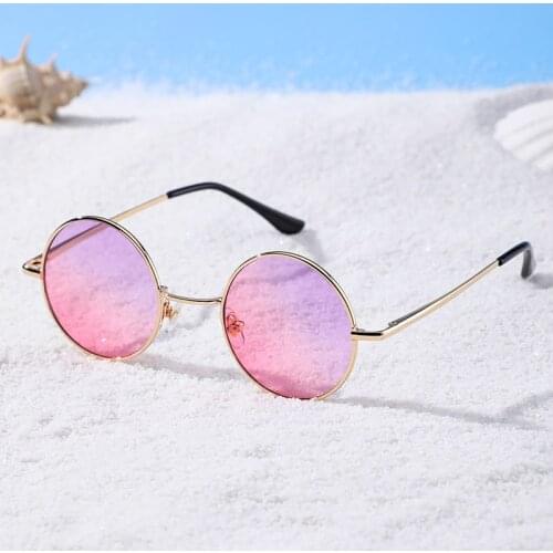 Vintage Small Round Frame Sunglasses Women Gradient Lens Luxury Sunglasses For Men Metal Driving Fishing Glasses Female Gafas