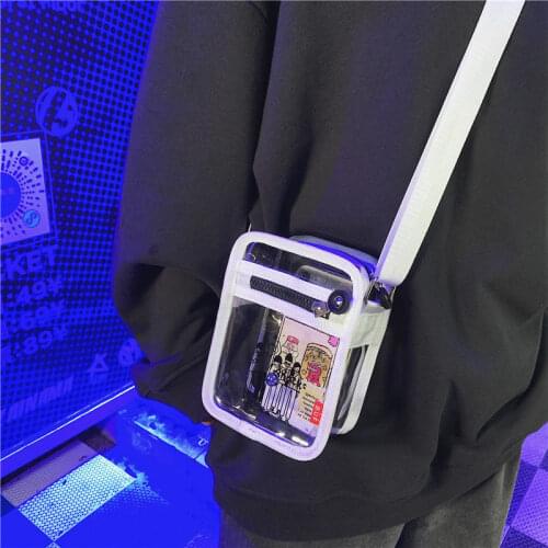 Messenger bag men and women jelly transparent bag boys trend Korean student one-shoulder mini satchel clear bag bags for women
