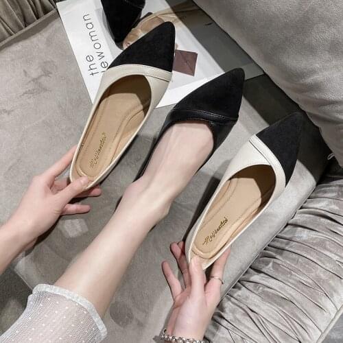 Womens Flat Shoes Autumn Spring Fall Pointed Toe Womens Shoes Female Shoes Korean Fashion Casual Mujer Pisos Large Size 33-44