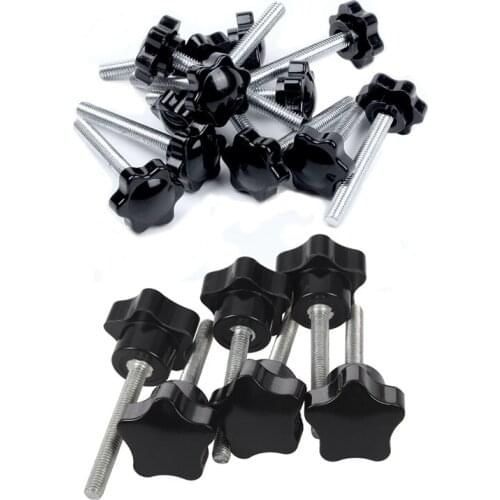 18Pcs Black+Silver Spare Part Male Threaded Knurled Grip Star Knob - 12Pcs M6X45Mm & 6Pcs M6 x 50 Mm