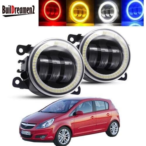 2 X Angel Eye Fog Light Assembly For Opel Corsa D Hatchback 2007-2015 Car LED Lens Fog Daytime Running Lamp DRL 30W H11 12V