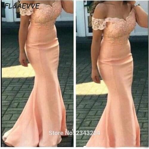 2021 Mermaid Off the Shoulder Bridesmaid Dress Long Appliques Lace Wedding Events Gown African Bridesmaids Dresses