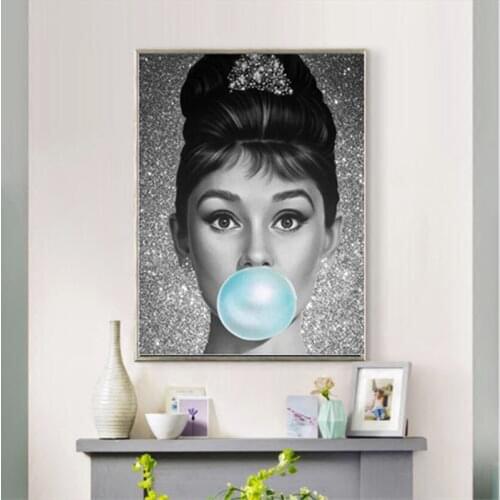 5D DIY Diamond Painting Cross Stitch Audrey Hepburn Full Square / Round Diamond Embroidery Needle Rhinestone Mosaic Art Deco