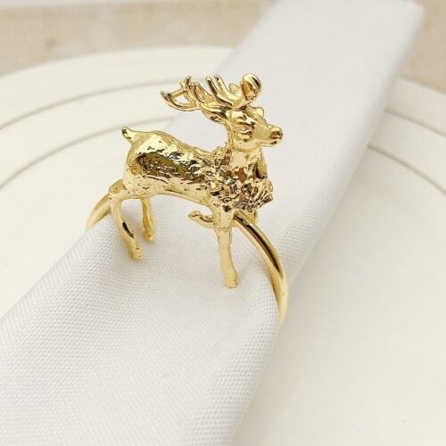 6pcs/lotNew hotel Christmas deer napkin ring metal napkin buckle napkin ring